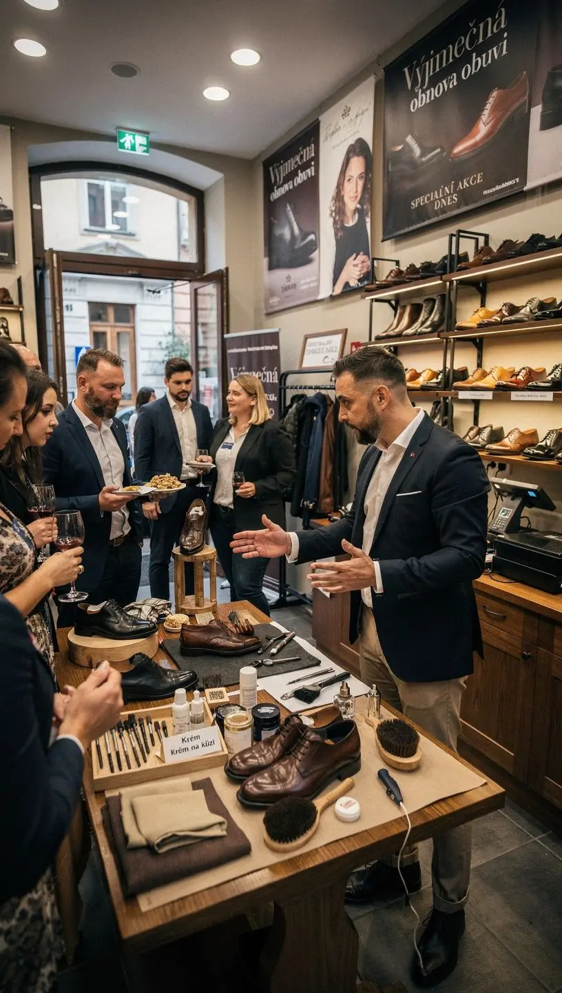 Custom shoe design and modification workshop scene.